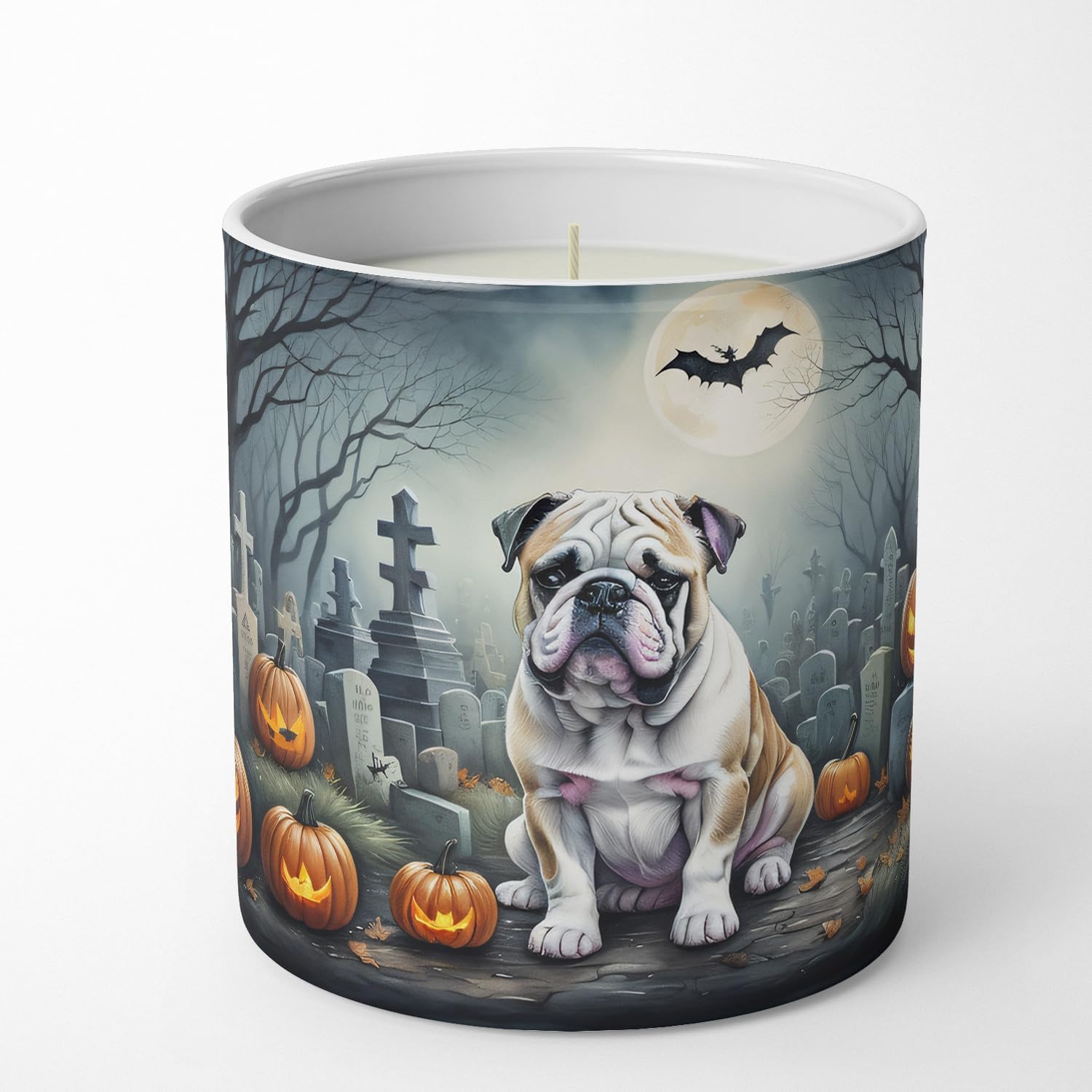 Caroline's Treasures DAC2047CDL Keeshond Spooky Halloween Decorative Soy Candle Nature Soy Wax Essential Oil Home Decor Ideal for Bedroom Kitchen Bath Office Gift, 10 oz