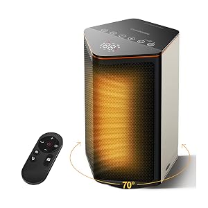 Space Heaters for Indoor Use 1500W Portable Electric Heater with Thermostat 70 Oscillation 5 Modes 12H Timer White
