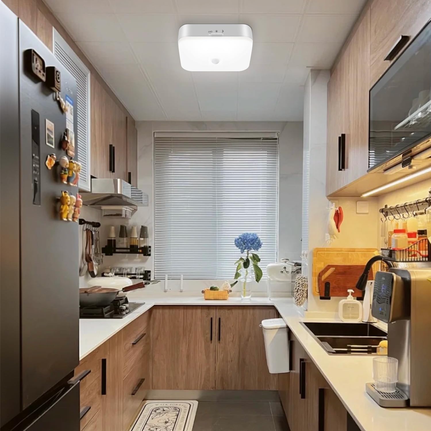 Toowell 2 pezzi Lampada da soffitto con sensore di movimento interno, lampada LED con batteria, ricaricabile, alimentata a batteria, per bagno, cantina, corridoio