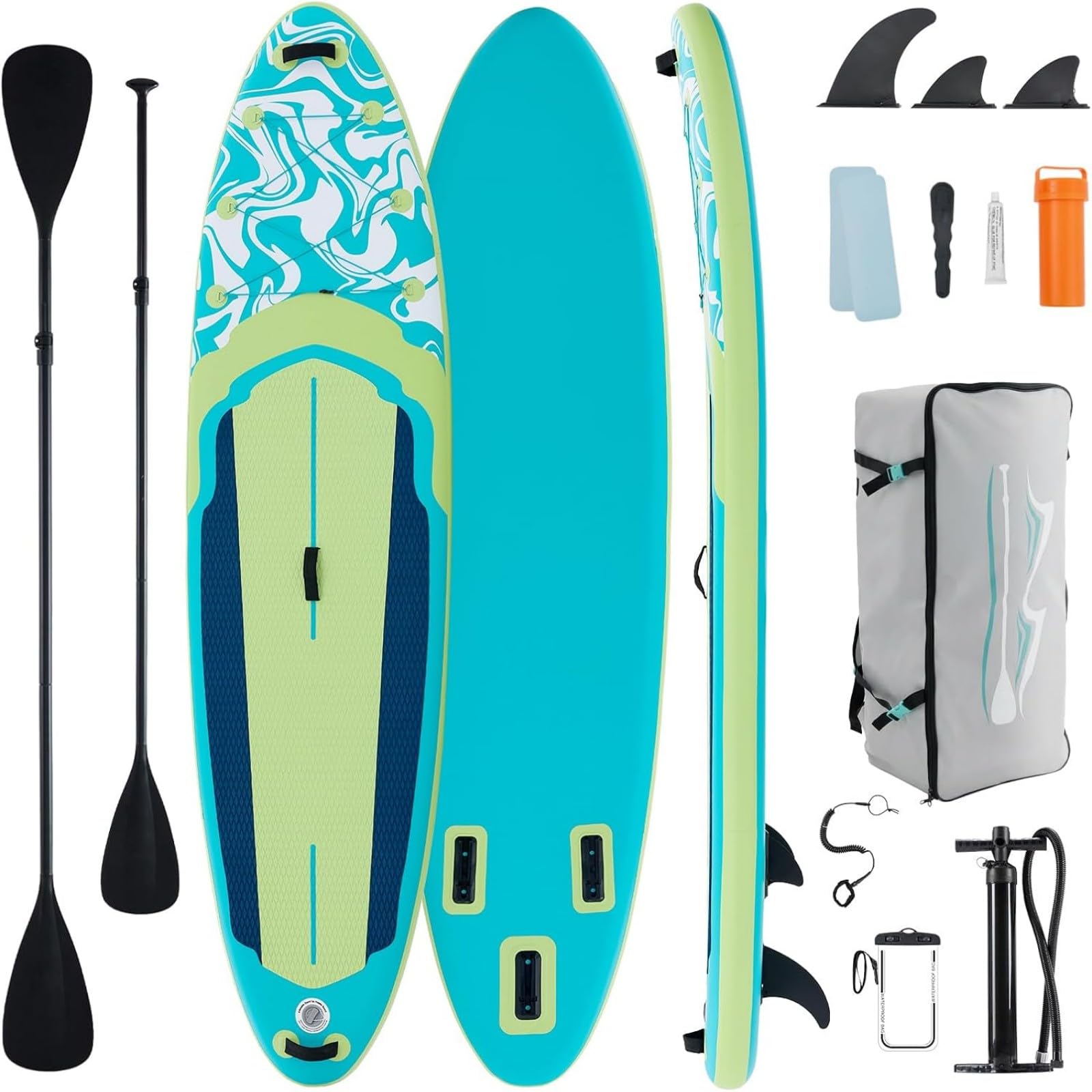 KMFurnila Inflatable Stand Up Paddle Board for All Skill Levels - Portable SUP Paddleboard with Premium Accessories, Durable Construction & Non-Slip Deck for Water Sports Adventures