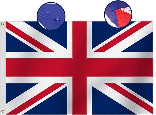 Omnisexual Heavy Duty Union Jack Flag 3x5 FT Sewn Oxford Nylon 210D British National Flag Quadruple Stitched Fly Ends Brass Grommets Indoor Outdoor Waterproof Double Sided United Kingdom Flag UK Flags