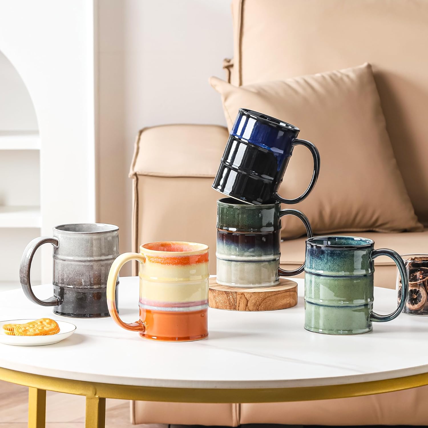 Coffee Mug, 22 oz Beer Mugs Large Ceramic Coffee Mug Tea Cups, Handmade Mug with Big Handle for Office and Home, Dishwasher and Microwave Safe (Orange) - Image 6