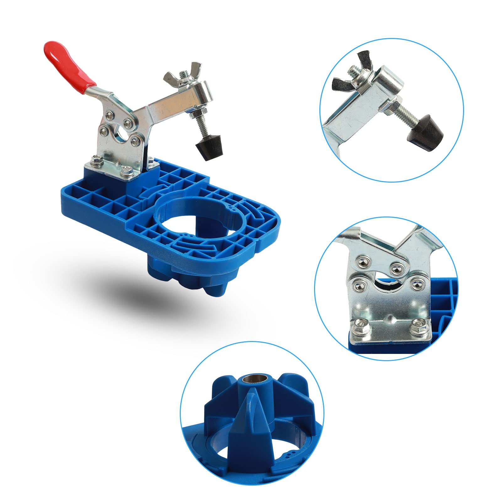 JUYLTOOL 35MM Kast Scharnier Jig Boren Gat Puncher, Verborgen Scharnier Jig Nauwkeurige Vergrendeling Houtbewerking Deuvel Jig Boor Gids Locator voor KastenDeur Verborgen Installatie Huishoudelijk