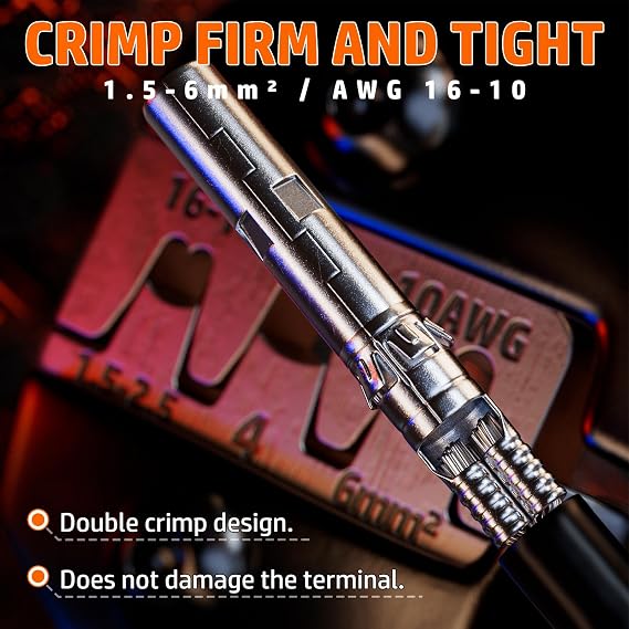 PEBA Crimping Tool Kit, Solar Crimper for AWG 16-10 Solar Panel Cable Wire, with 6 Pairs IP68 Solar Connectors and 1 Pair Solar Connector Spanner Wrench | Ratchet Crimp Tool Kit - Solar Installation
