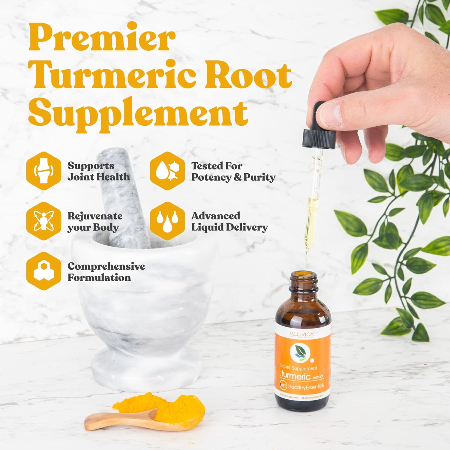 Healthy Essentials Turmeric - Turmeric Root Extract with Natural Curcumin - Liquid Delivery for Better Absorption - Supports Joint Health