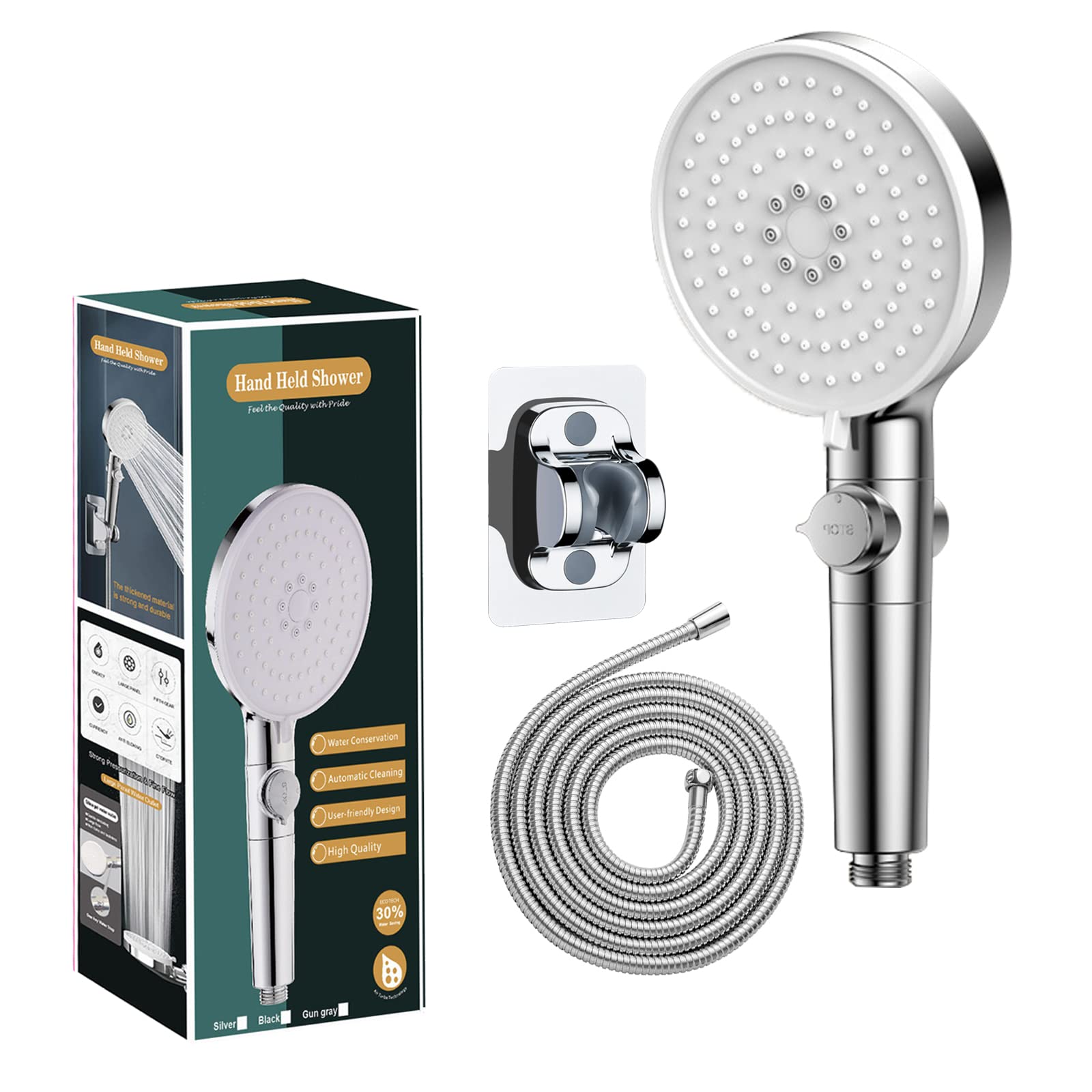 High Pressure Handheld Shower Head with Filter, 5 Spray Mode Shower ...