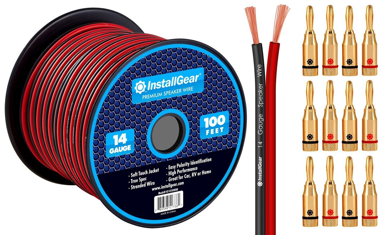 InstallGear 14 Gauge Awg 100ft Speaker Wire Cable Red/Black with 12