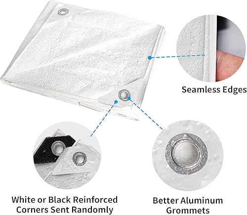 Miniatura 5 de Lona pequeña de 3 x 3, impermeable de 6 mil (paquete de 2), lonas blancas multiusos, cubierta protectora de polietileno multiusos, para leña,