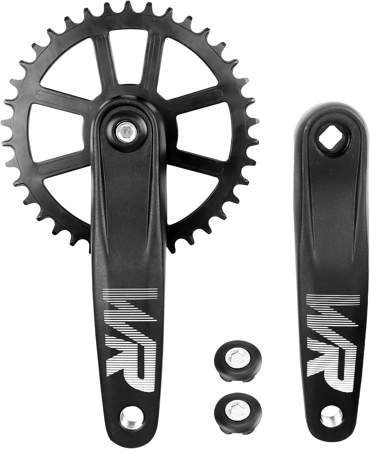 WEEROCK Mountain Bike Crankset 1 Piece/Single 32T/34T/36T/38T Charing Crank Set with 170mm Arm for Bicycle MTB, Compatible with Single Speed Bicycle and 6/7/8/9/10/11 Speeds Bike