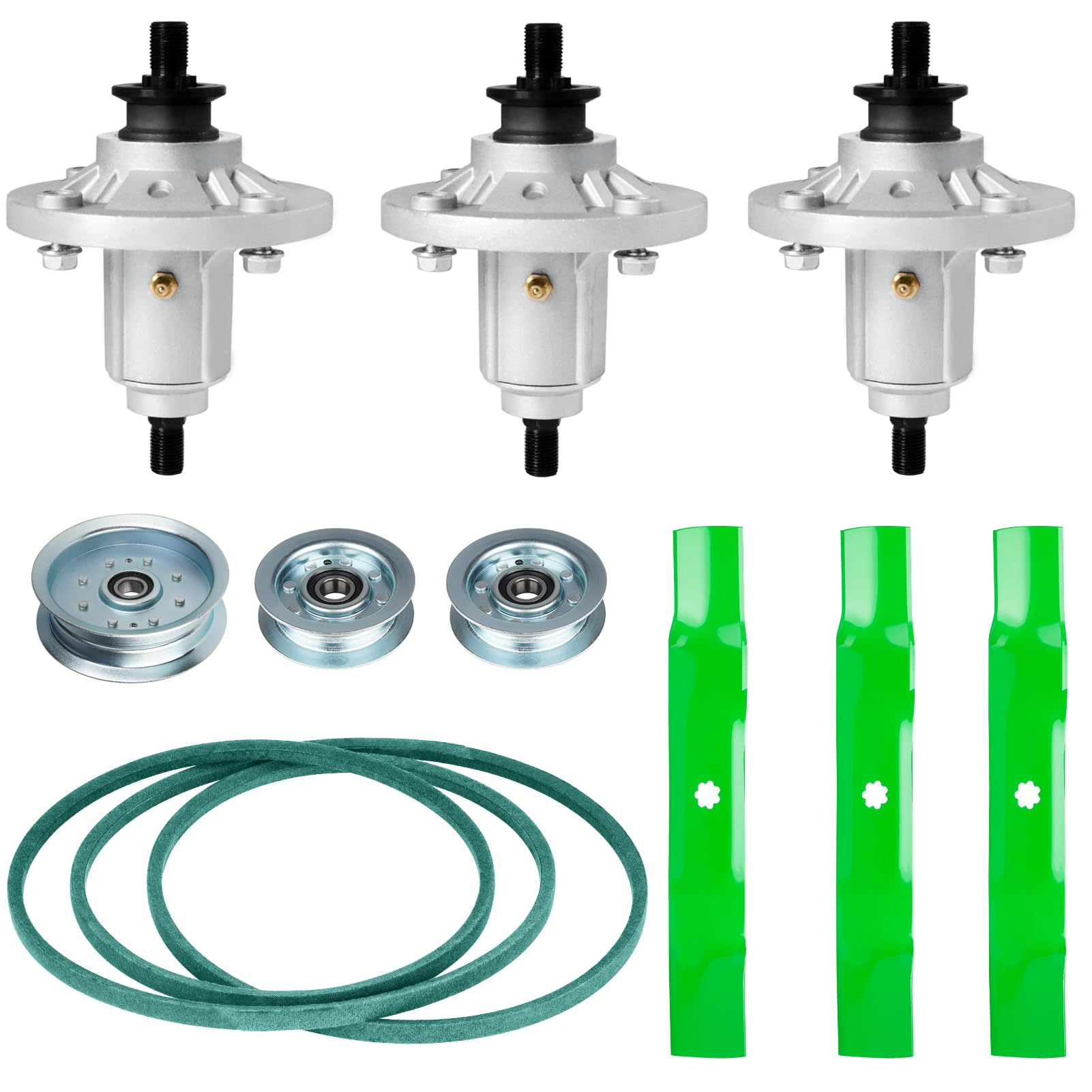 48'' Deck Blade Spindle Belt Idler Kit for John Deere 155C LA130, Spindle GY20454, GY20867, GY20962, Blade GX21784 GY20852, AM141035, 1/2"x141" Belt
