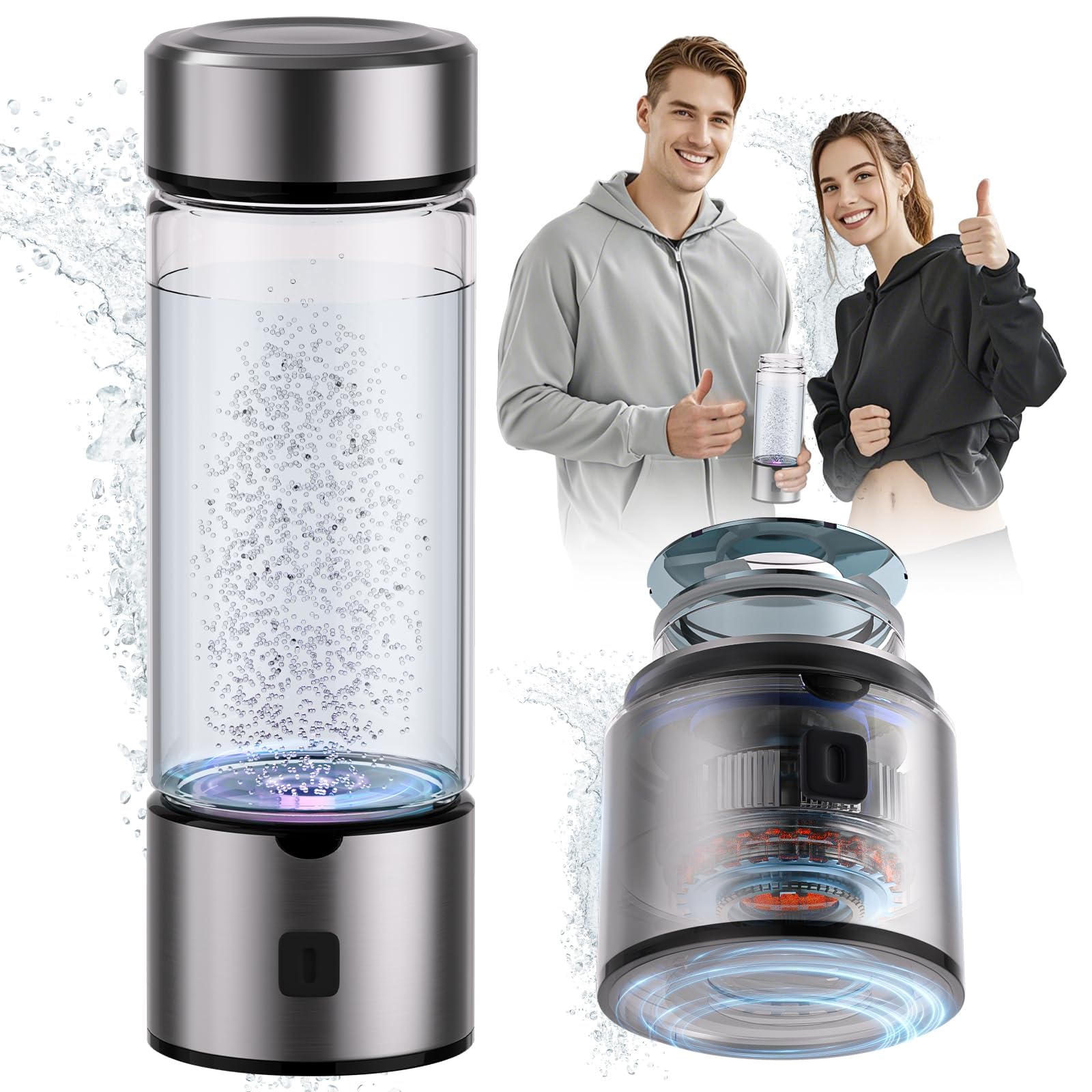 Innovativ Wasserstoff Wasserflasche【SPE-Technologie der zweiten Generation】hydrogen water bottle【Wasserstoffgehalt 3000PPB 】Mit TOP SPE PEM-Technik, Wasseraufbereitung in 3 Minuten 450M