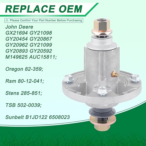 Miniatura 4 de Conjunto de cortacésped para eje John Deere D140, D100-D160 LA100-LA165 X110 X120 y X140 GY20454, GY20867, GY20962 Oregon 82-359 Raisman 80-12-041