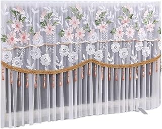 TV Cover Beaded Tassel Lace Embroidered TV Cover Chiffon Decorative Towel LCD Television No Need To Disassemble(Color 01,104x Height 60cm)