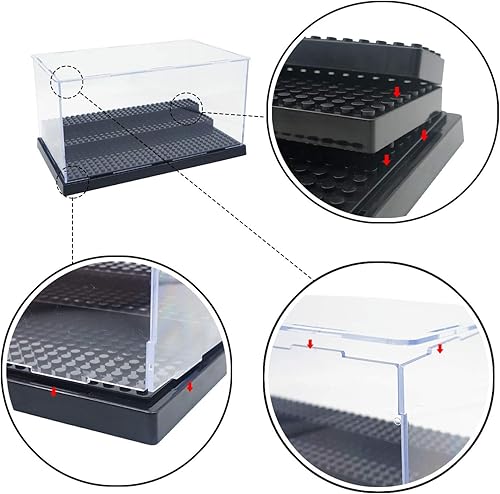 Miniatura 4 de Mini vitrina de figuras – Caja de exhibición de acrílico de 3 niveles para minifiguras y serie BrickHeadz, diseño de base de bloque con capacidad