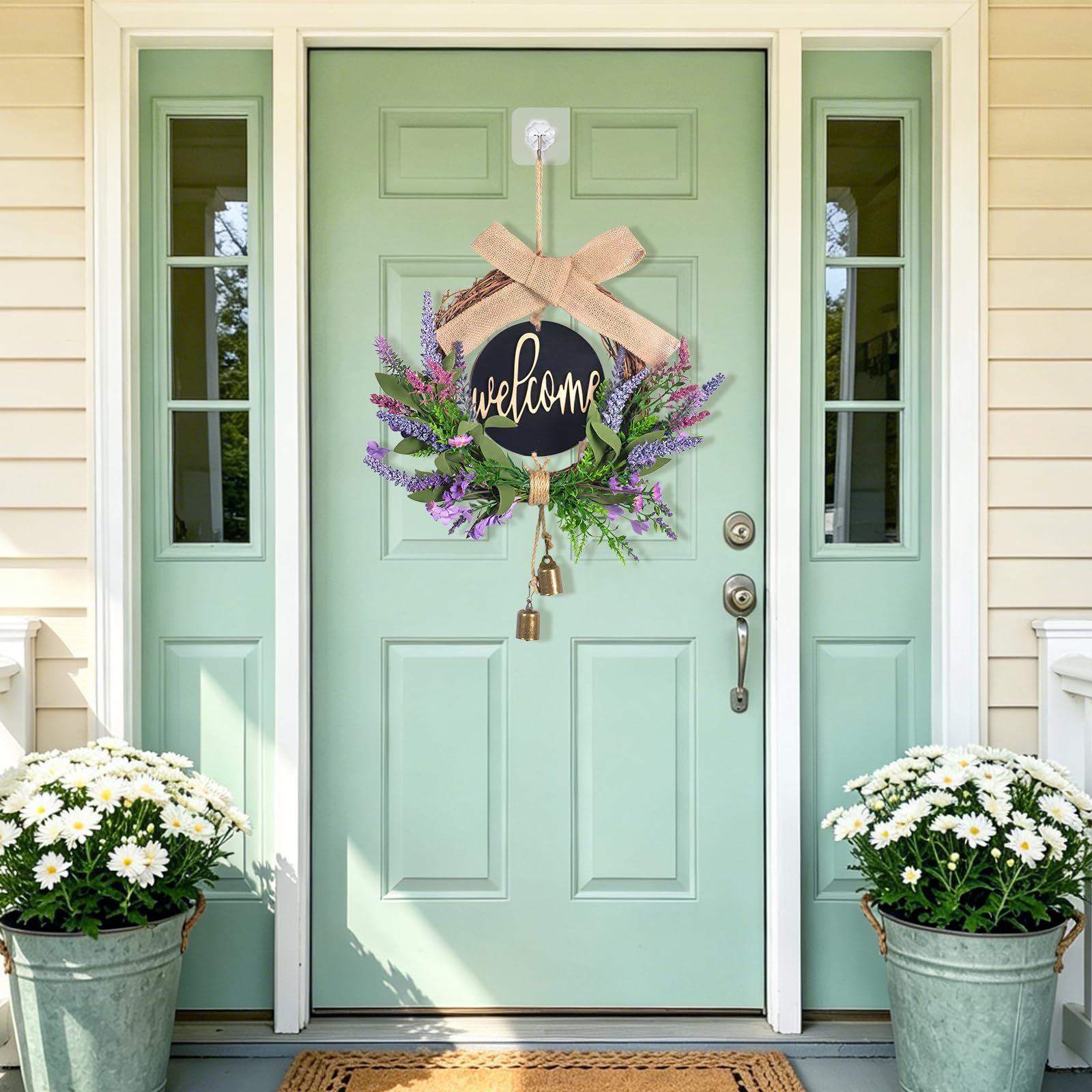 Ghirlanda Primaverile Ghirlanda Porta Ingresso Lavanda Artificiale 45 cm Viola Ghirlanda Primaverile Porta Ingresso Ghirlanda Estate per la Casa Feste porte Matrimoni Stile Country Regalo