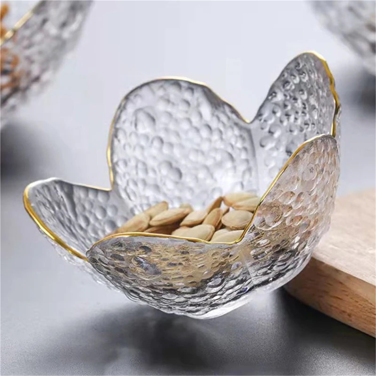 4 pezzi piccolo piatto di vetro for gelato, salsa frutta, ciotola fiori ciliegio, condimento, forniture da cucina Per Dessert(Pink)