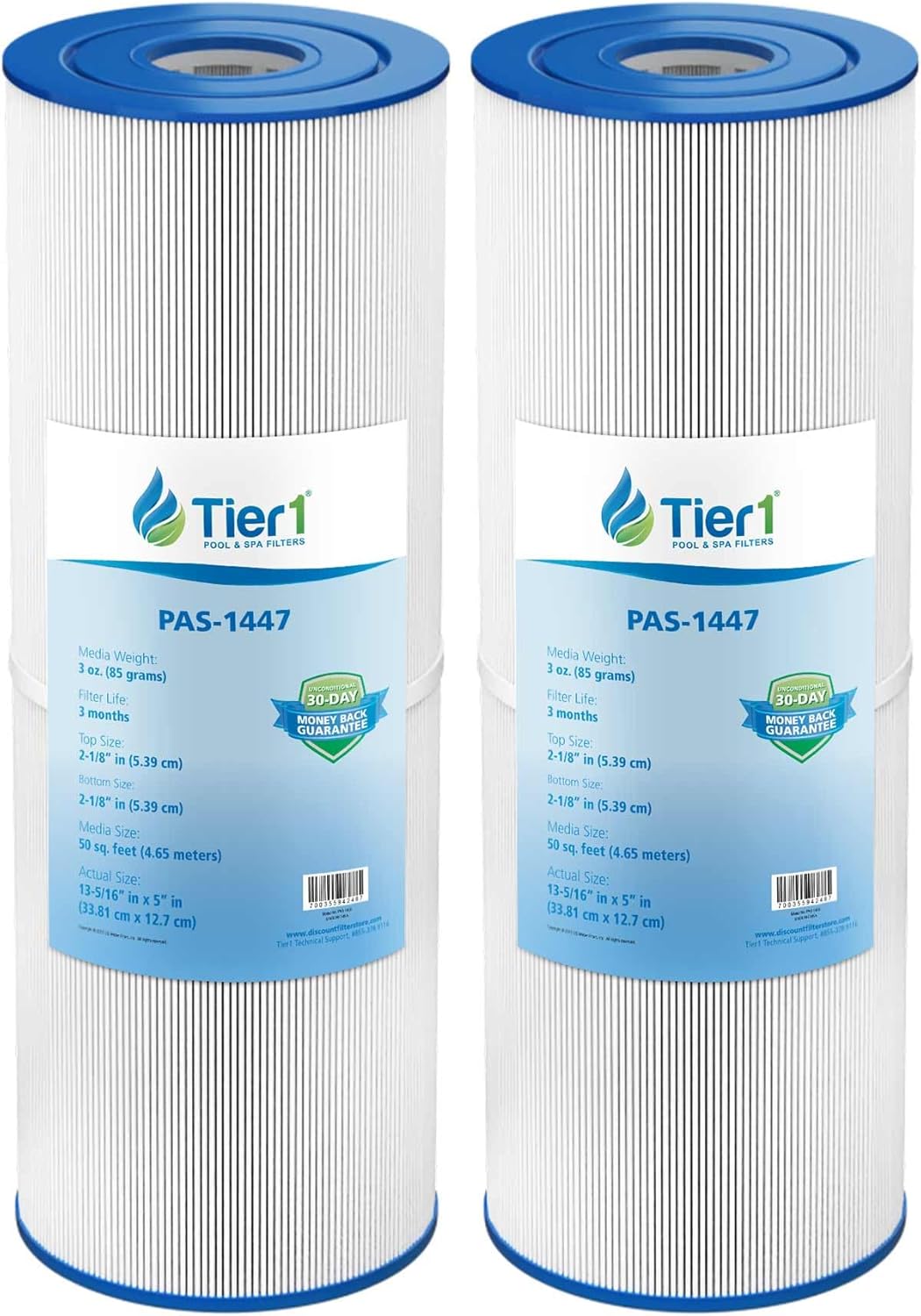 Tier1 Replacement for Pentair Pool Filter Cartridge PRB50-IN – 2 Pack | Compatible with R173434, Unicel C-4950, Pleatco PRB50-IN, FC-2390 | 13-5/16" x 4-15/16" | Trilobal Fabric | Washable Cartridge