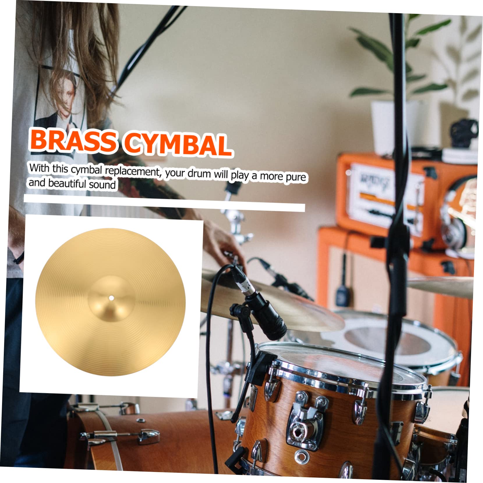 CATIEBYE High-grade Alloy Brass Cymbals for Drum Set 16'' Jazz Drum Part Cymbals Unique Design Sound