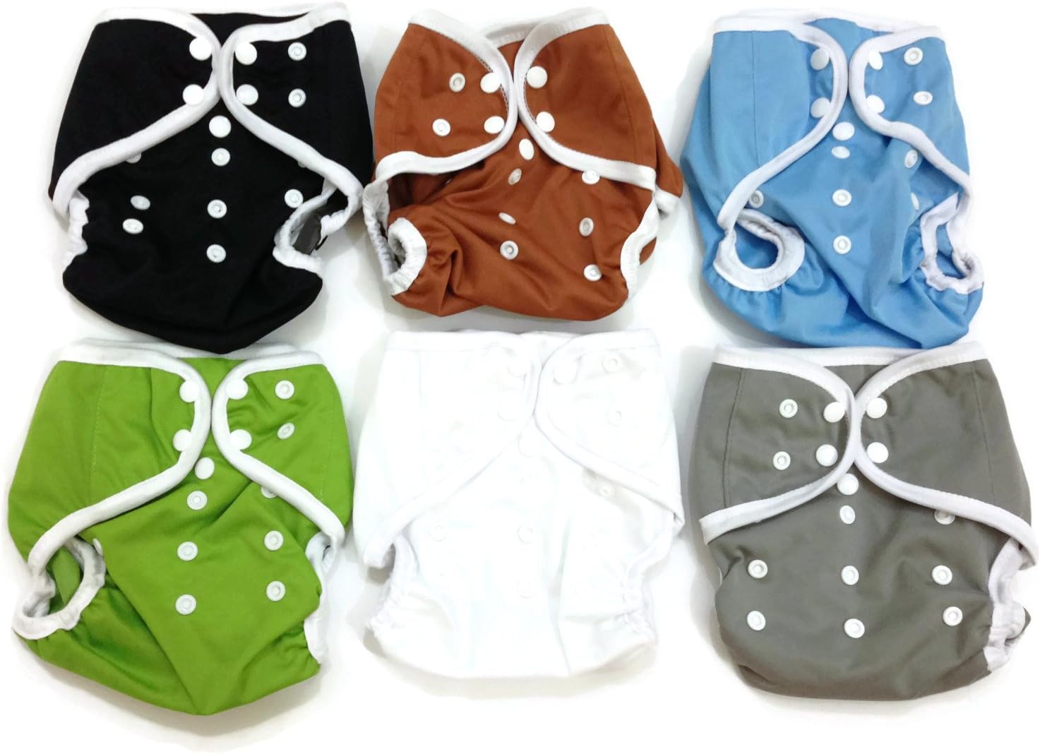 BB2 6 pcs Baby One Size Solid Leak-free Snaps Cloth Diaper Cover for Prefolds