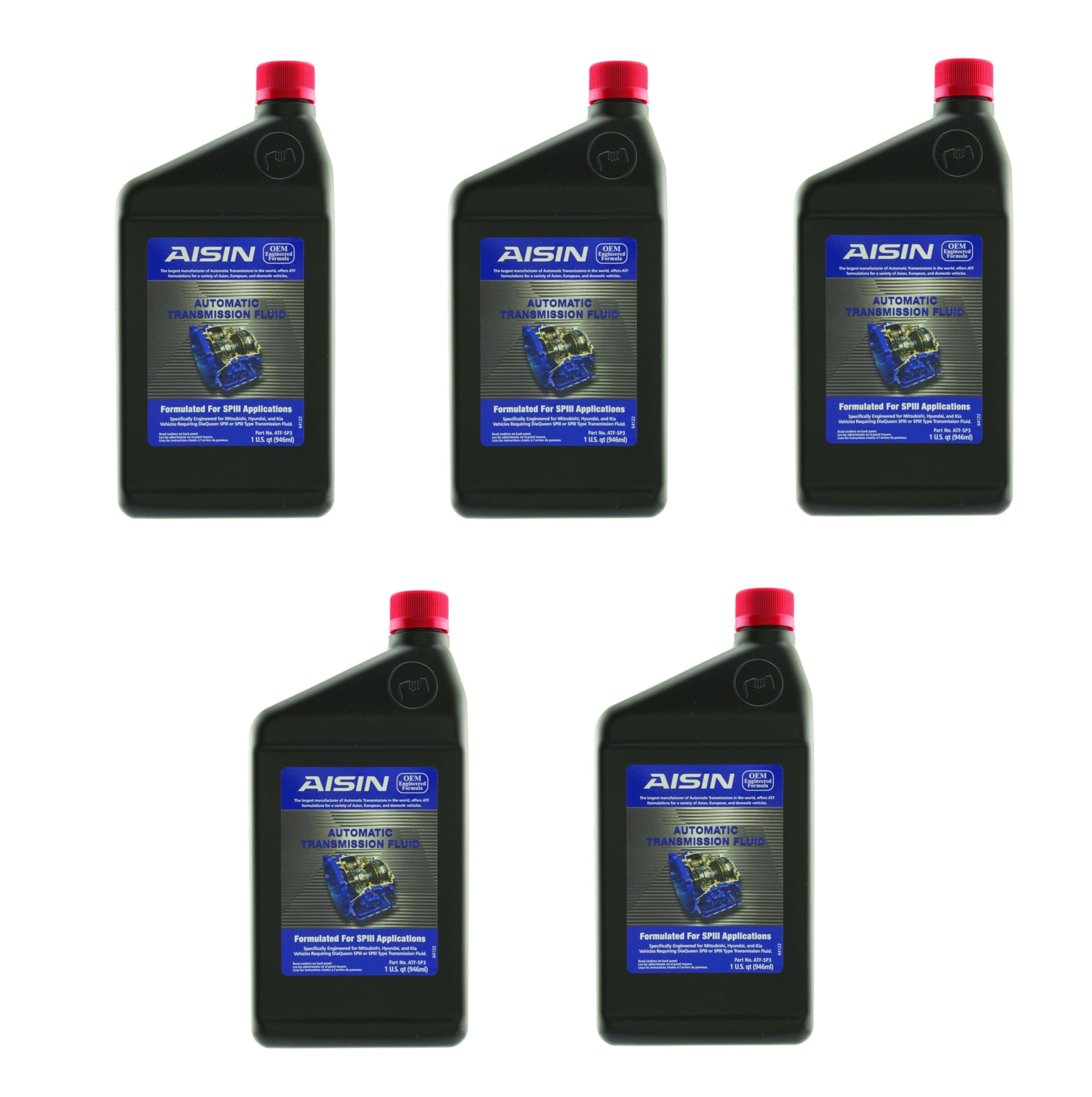 Set of 5 Quarts Auto Trans Fluids Aisin for Chrysler Dodge Hyundai Jeep Kia