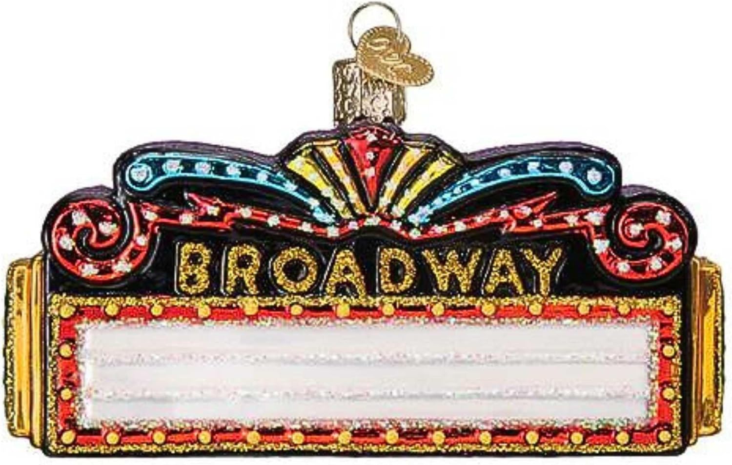 Old World Christmas Broadway Marquee Glass Blown Ornament for Christmas Tree, Handcrafted Holiday Decoration, Drama Collection