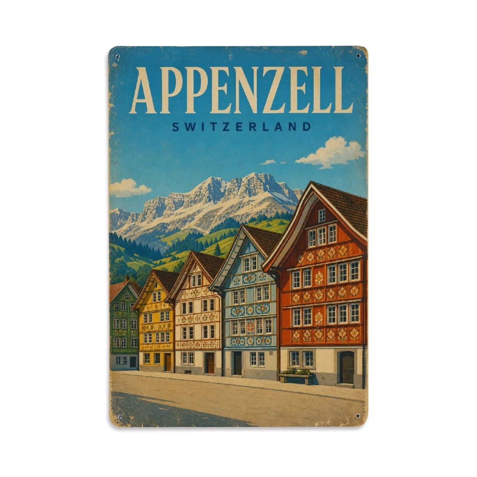 Retro Travel Switzerland Appenzell Metal Tin Sign