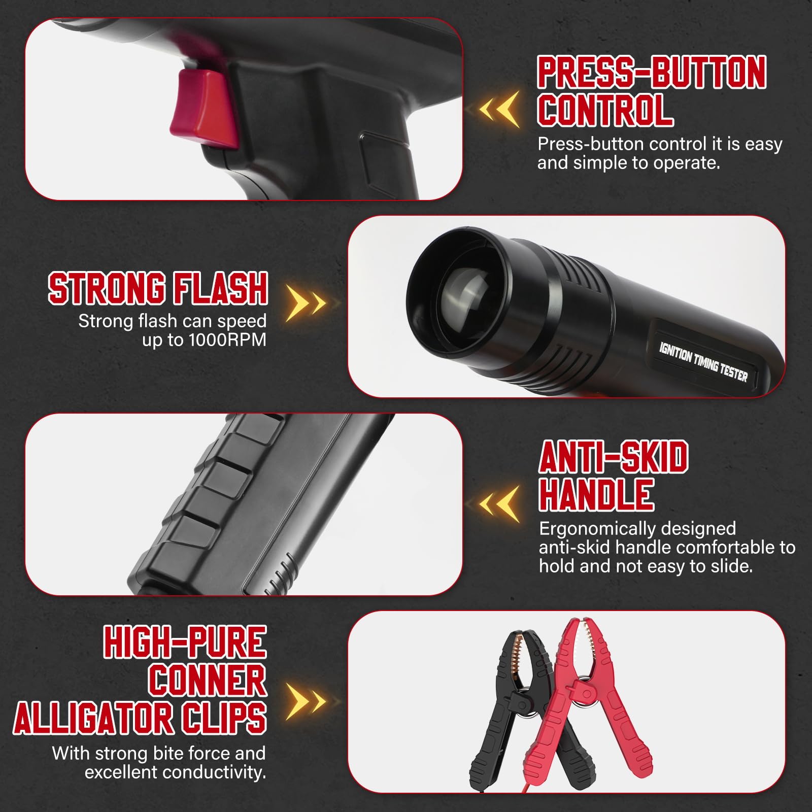 Lampe de minutage 12V, pistolet de minutage de moteur, lampe à flash puissant avec clip de capteur coulissant pour voiture, moto et marine