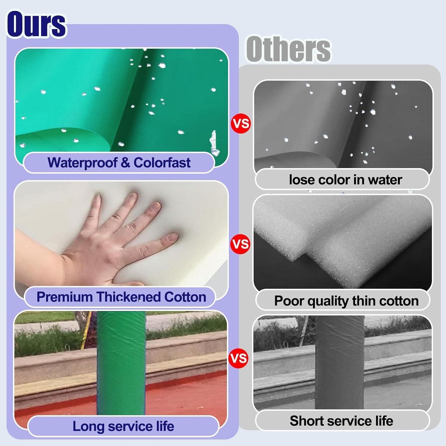 Green Outdoor Basketball Pole Padding for Youth, 3 3.5 4 4.5 5 5.5 6 8 in Round Pole Pad Foam Padding