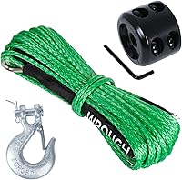 Vista 14 de Kit de cuerda de cabrestante sintética de 3/16 pulgadas, 3/16 pulgadas x 50 pies, 8500 libras de fuerza ATV línea de cuerda con gancho de acero