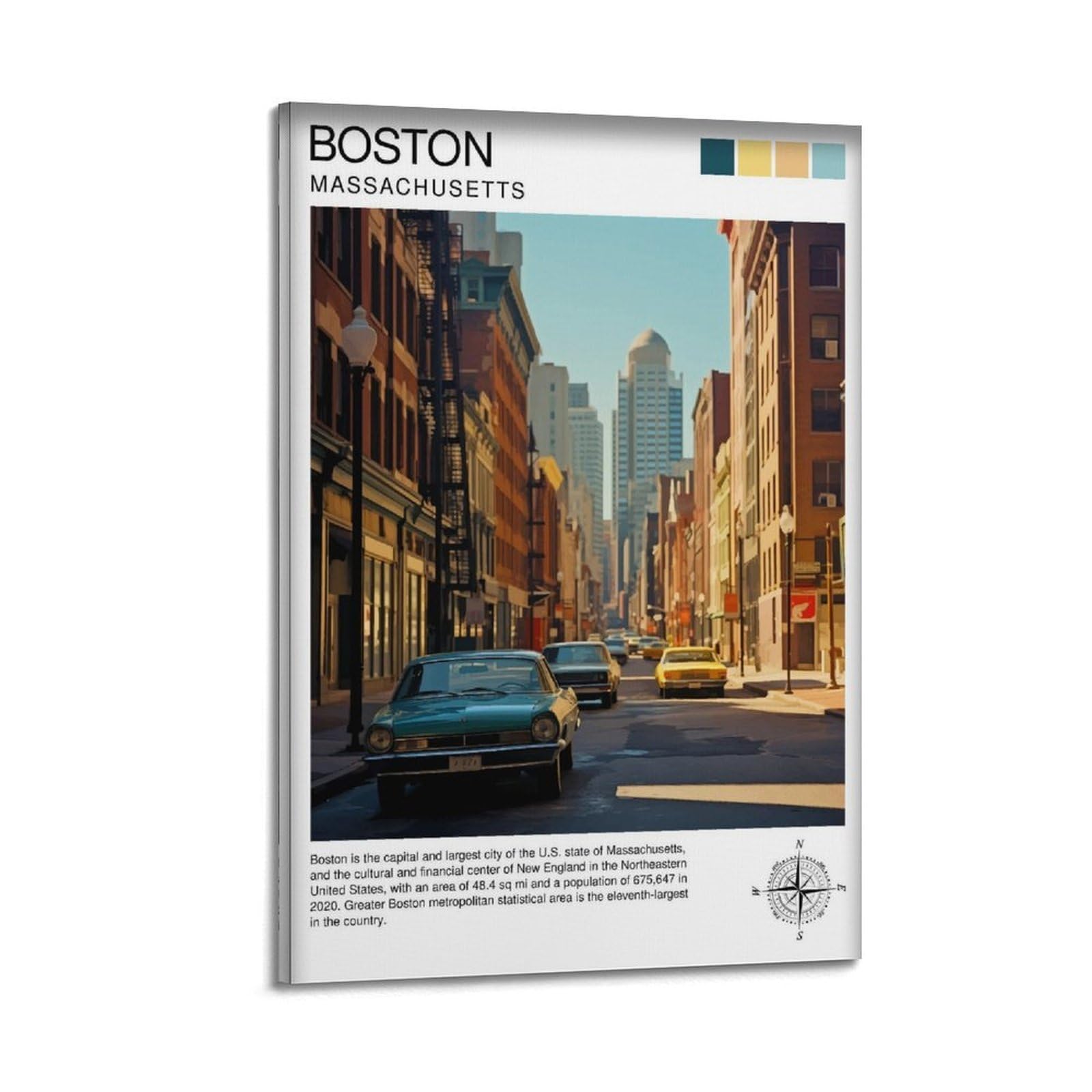 xiaoxiaoshen Boston Travel Cityscape Massachusetts Gift for USA Home Canvas Poster Wall Art Prints Room Aesthetic Murals Bedroom And Living Decorations 20x30inch(50x75cm)