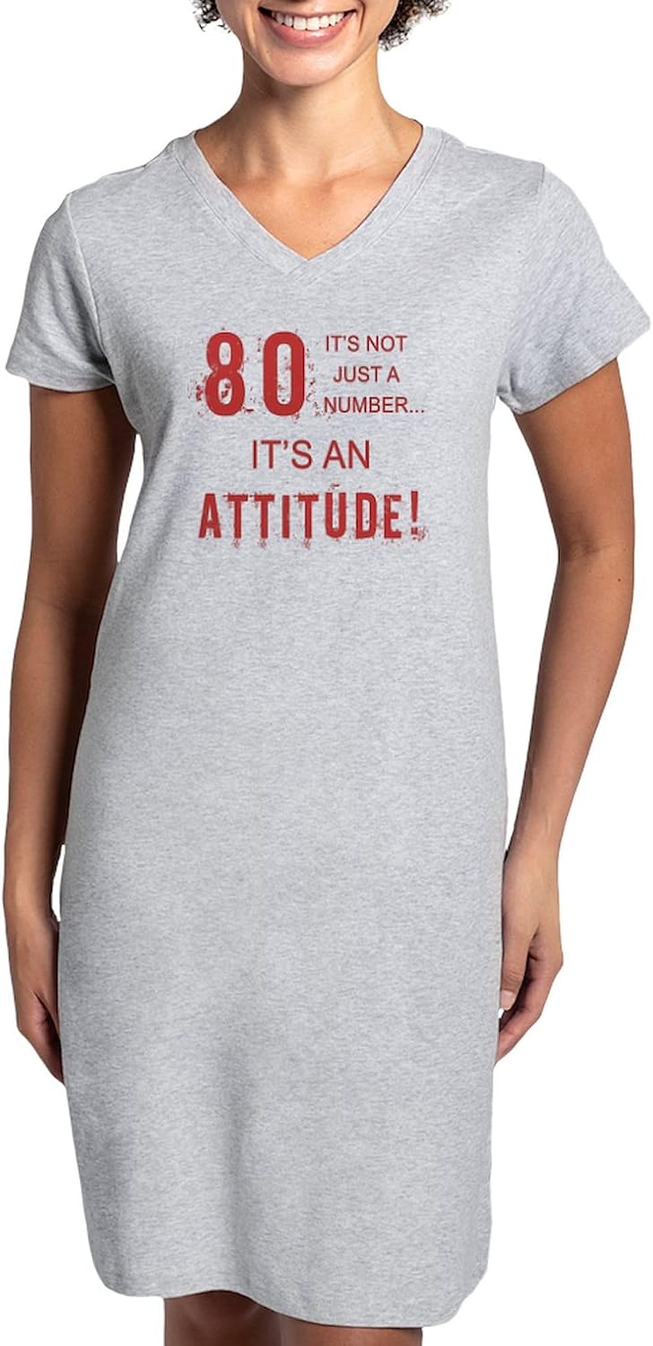 CafePress 80Th Birthday Attitude Women's Nightshirt, Soft Long Pajama Shirt, Cotton PJs/Pyjamas