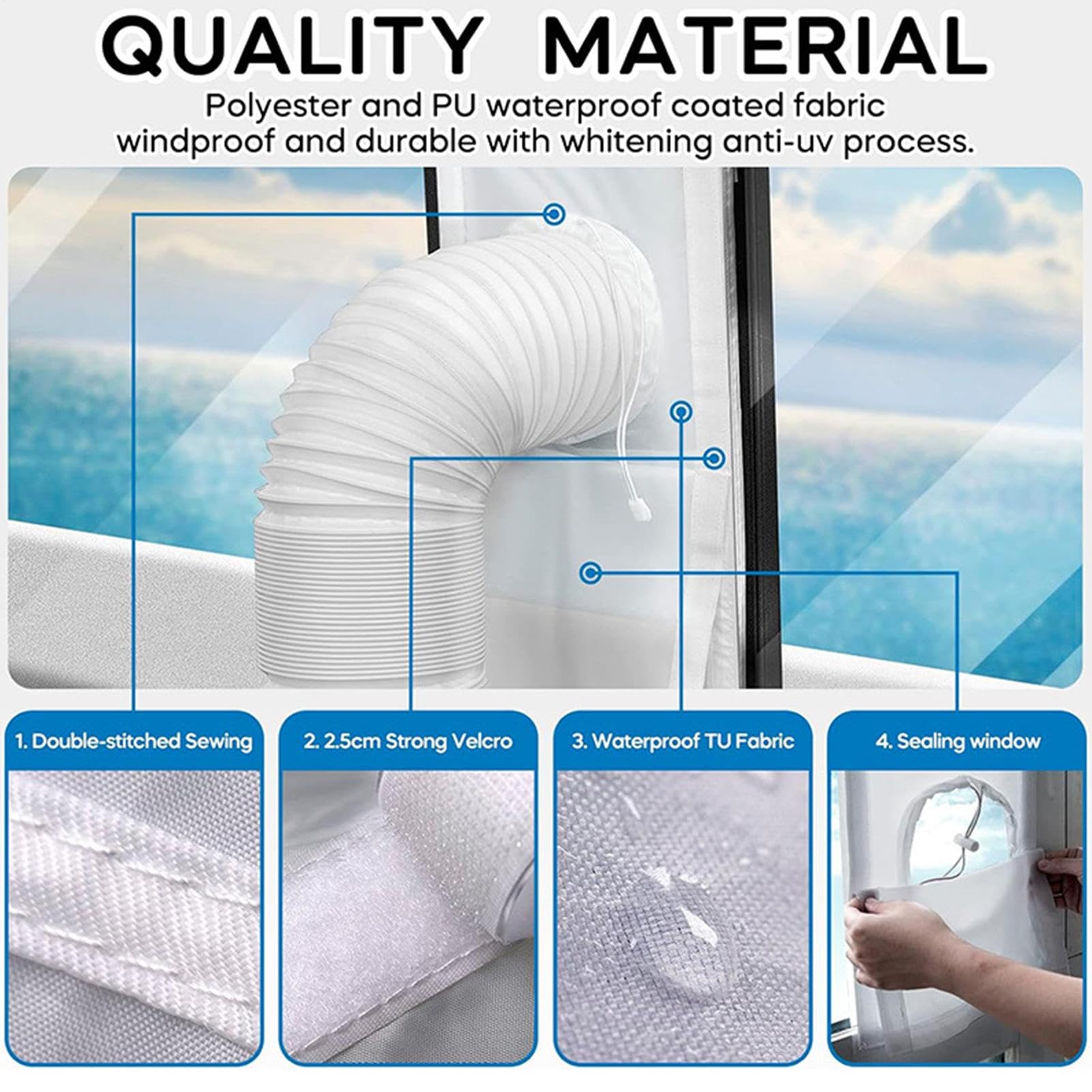 Kit de sellado de puerta corredera, cubierta de ventilación ajustable para aire acondicionado y secadora, diseño de cordón resistente a la intemperie, fácil instalación para manguera de escape