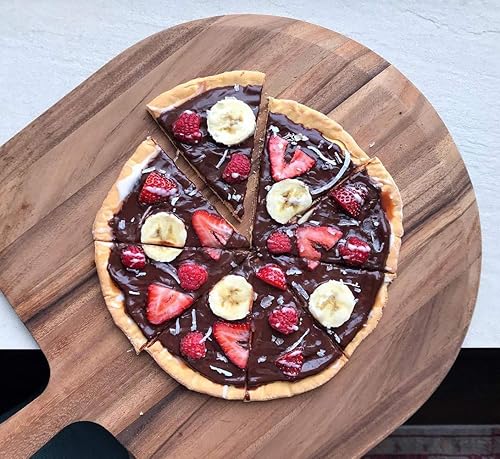 Miniatura 11 de Tabla Gourmet de madera de acacia de piel para pizza, Pala para pizza