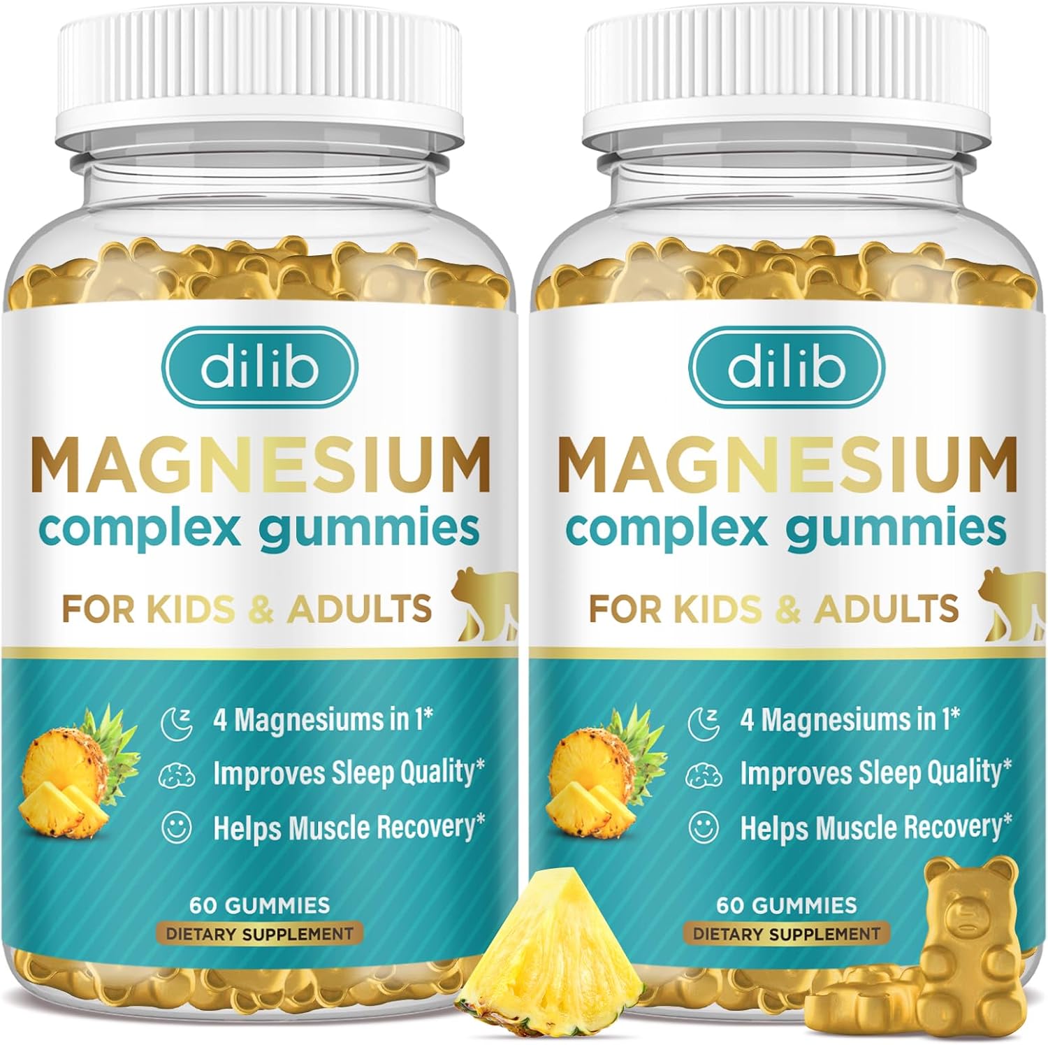 Magnesium Complex Gummies- Calm Chewable Gummies for Kids & Adults- Magnesium Glycinate, Taurate, Citrate, Malate, Supplement-Support Calm Stress Relief, Bone, Muscle, Mood Vegan, 120ct