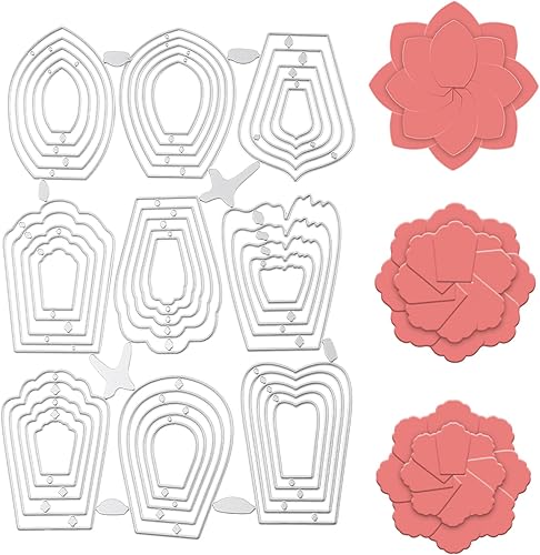 Miniatura 2 de EXCEART Plantilla circular de troqueles de corte de flores, plantilla en relieve para manualidades, álbumes de recortes, papel, álbum de fotos para