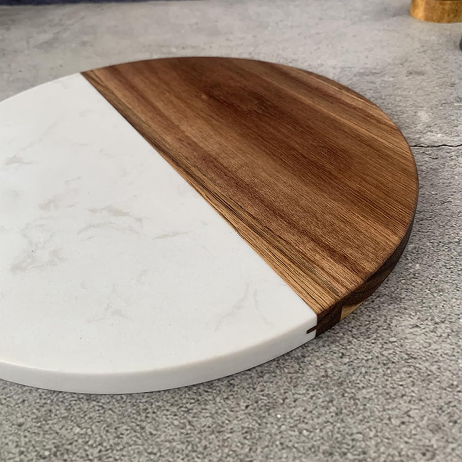 Wooden Chopping Board, 9.8" Marble Cheese Board and Acacia Wood Serving,Stone,Handcrafted Round Tray