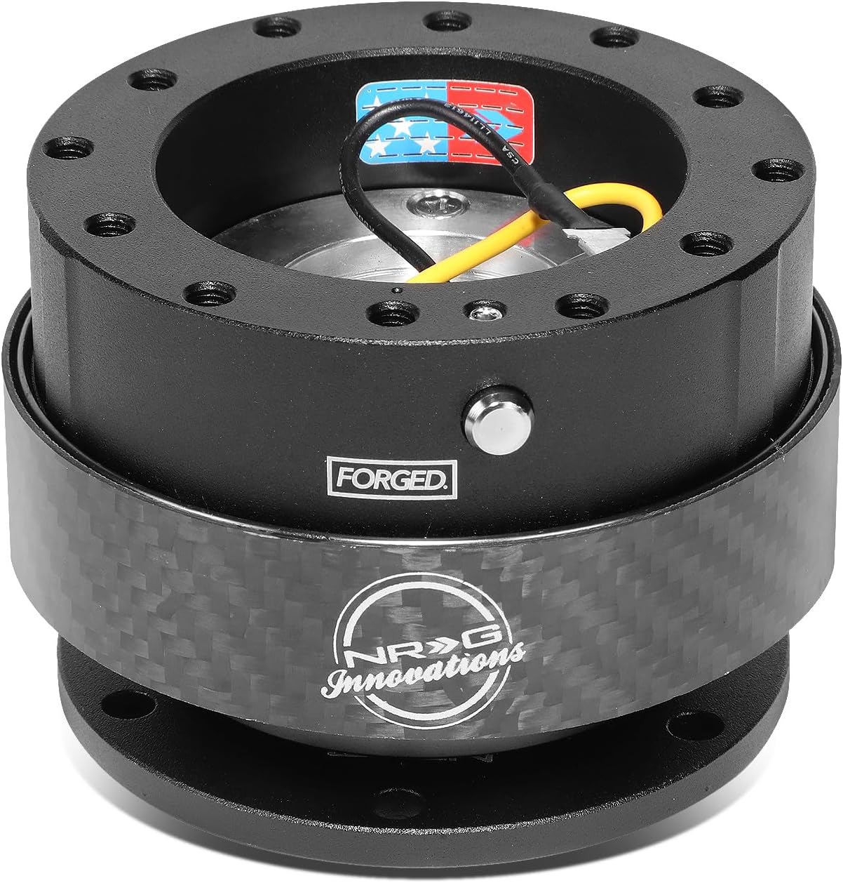 Gen 2.0 Steering Wheel Quick Release Kit,Black Body, Black Carbon Fiber Ring, 6x70mm & 6x74mm Bolt Pattern, NRG-SRK-200CF