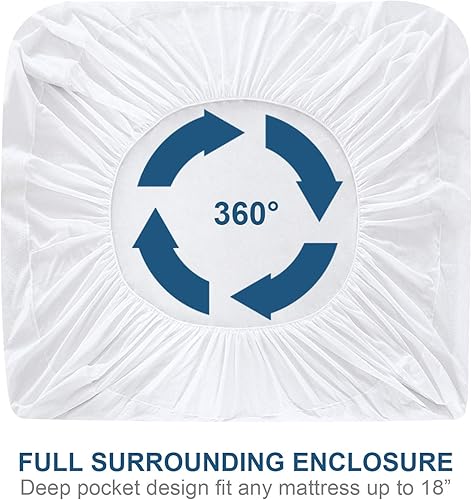 Miniatura 5 de Protector de colchón Queen impermeable, transpirable suave Terry con capa de TPU ajustable 18 pulgadas de profundidad, estilo elástico todo