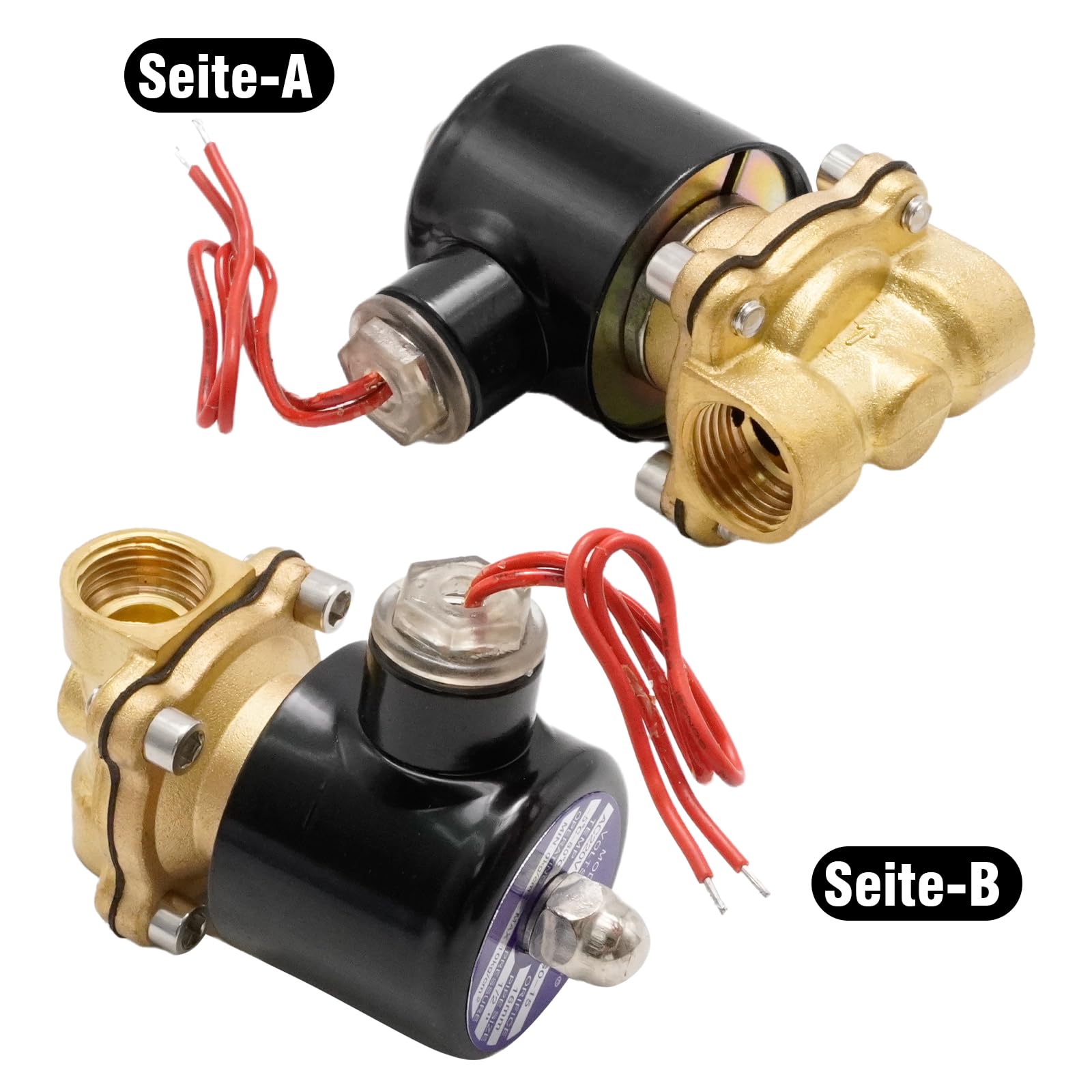 Hoypeyfiy 1/2'' BSP Elektrisch betätigtes Messing-Magnetventil, AC 220 V NC Elektrisch betätigtes Messing-Magnetventil, für Wasser, Luft, Gas und Öl