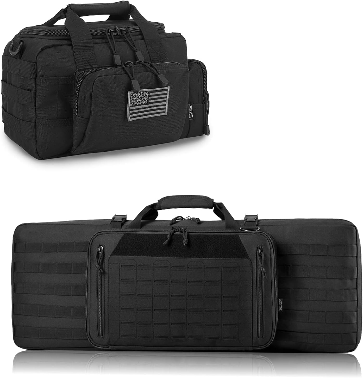 Double Rifle Bag 32" (Black) + Range Bag Small for 2X Pistol (Black), Lockable Zipper, Durable Material, Compact Design…