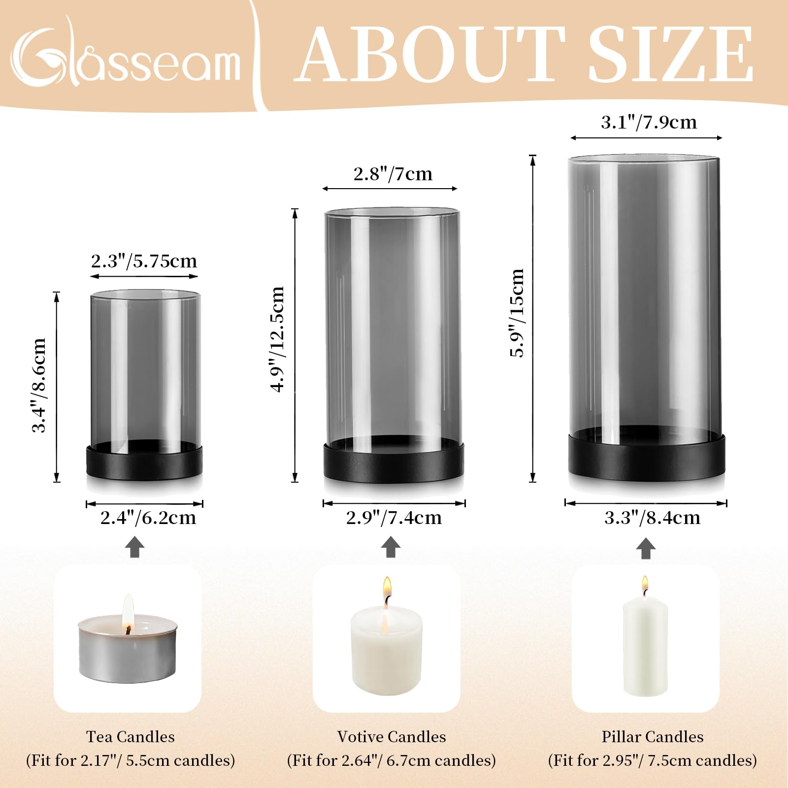 Bougie Cheminée Supports Pour Bougies Piliers - Nuptio Bougeoirs Pilier Noir Bougeoir Verre Support Géométrique Fil Bougie