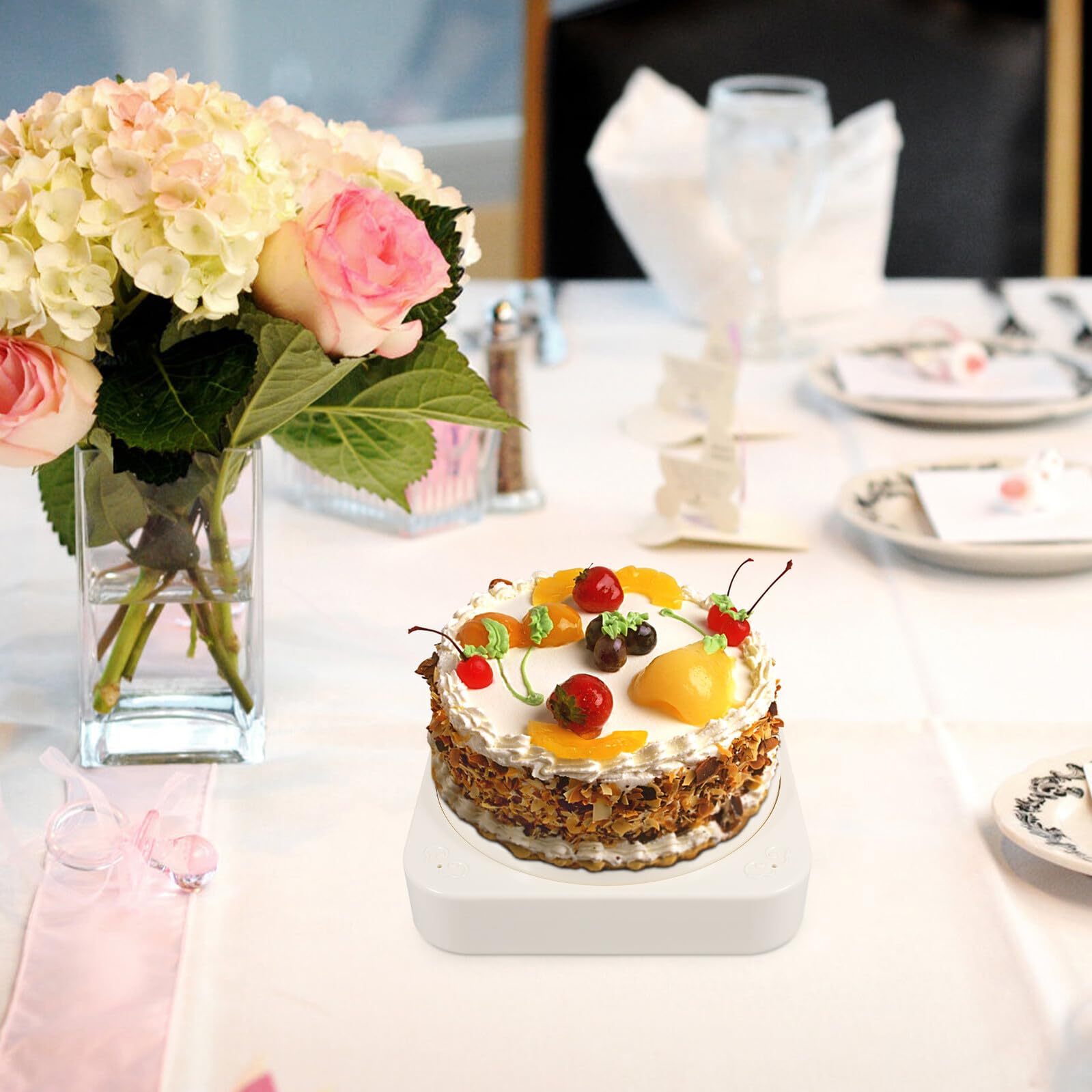 Drehbarer Dessertständer Aus Abs Mit Musikfunktion Für Kuchen Und Cupcakes Automatischer Tortenteller Für Geburtstage Und Partys Eleganter Tortenpräsentationsständer