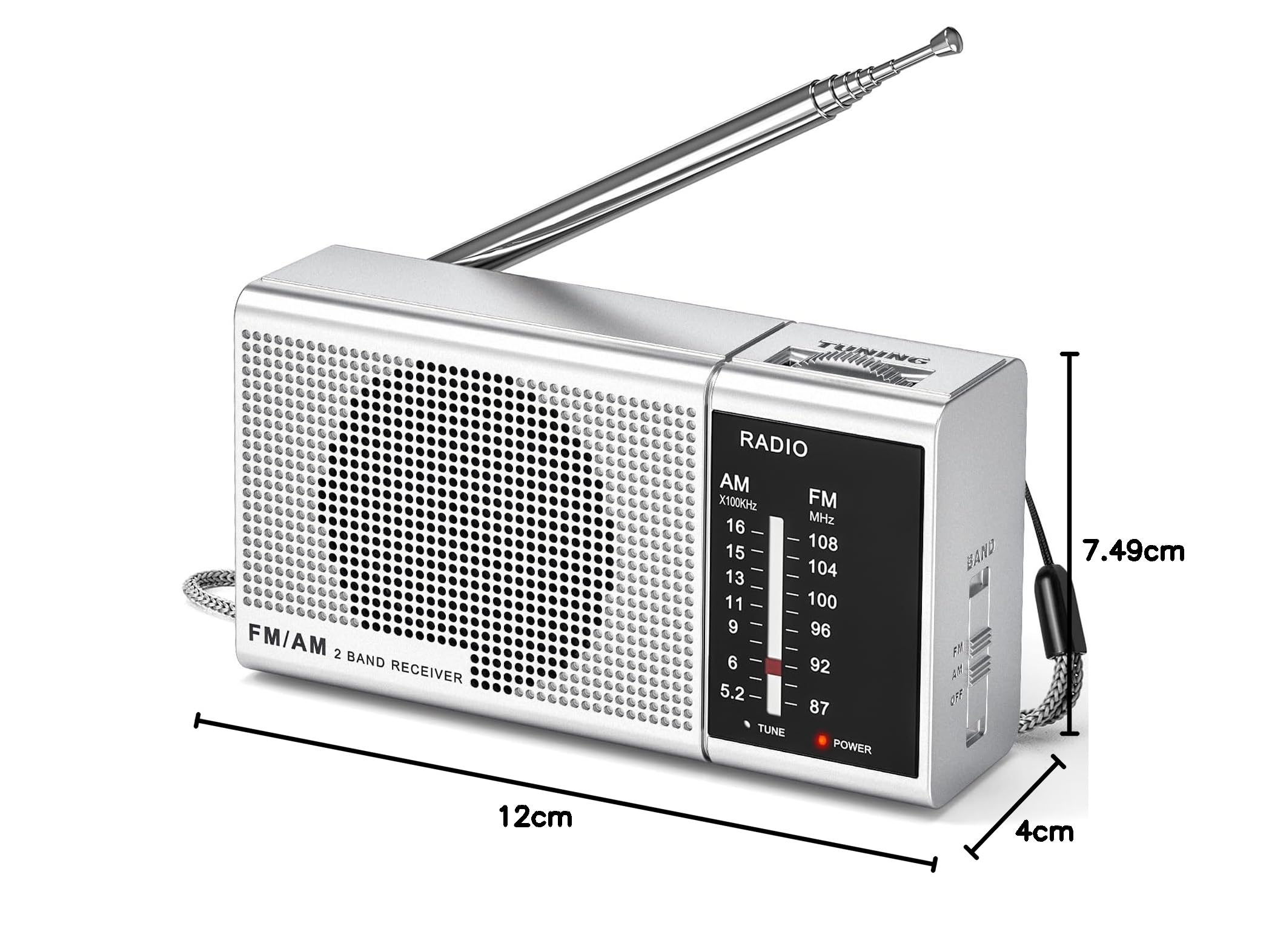 Mini Radio FM/AM Przenośne Kieszonkowe - Szybki Przycisk, Gniazdo Słuchawkowe, 2xAA Bateria, Dla Wędrówek i Joggingu