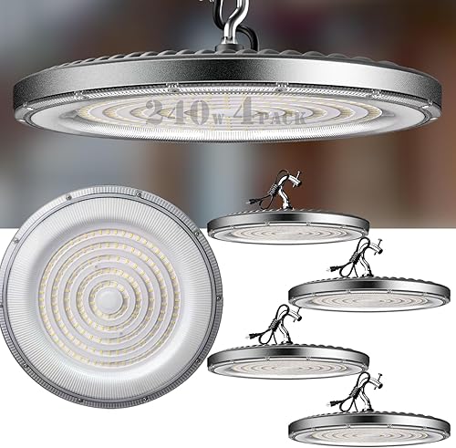 Lightdot Luz LED de alta bahía de 240 W de 36000 lm UFO High Bay Shop Light, AC100-277V 5000K luz diurna alta luz LED con enchufe para granerogaraje