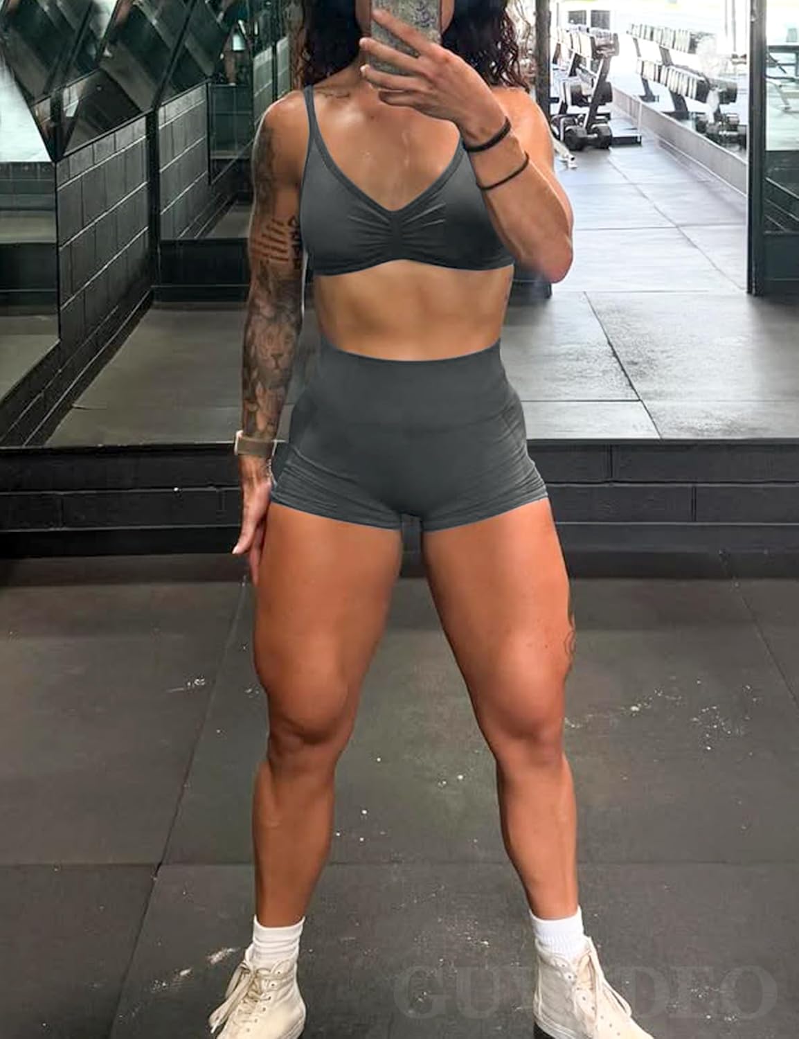 Mid Rise Scrunch Butt Lifting Shorts for Women Seamless Workout Biker Yoga Gym Compression Shorts 5" - Image 3