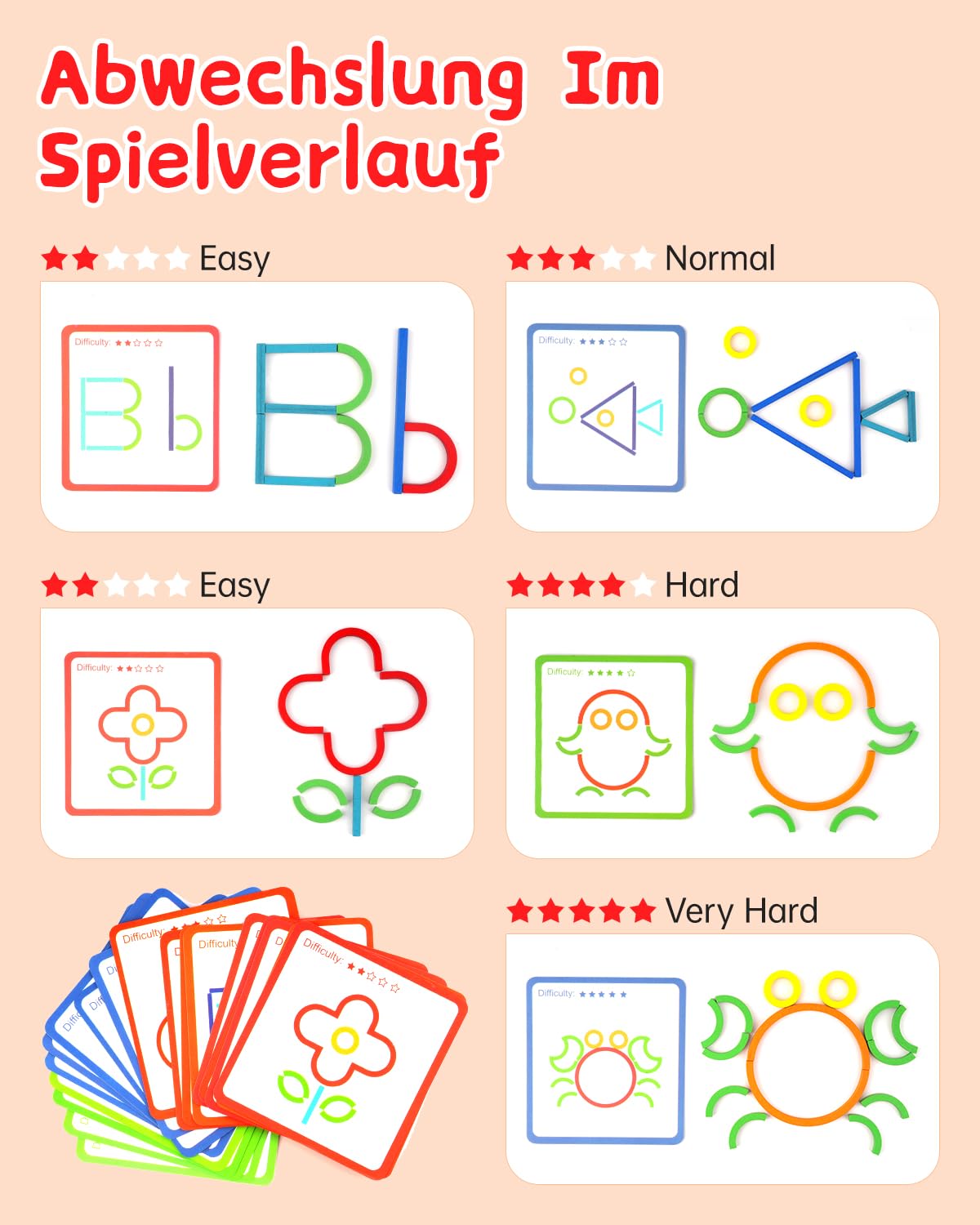 Montessori Spielzeug Tangram Für Kinder 3-5 Jahre – 81 Steckstäbe, Motorik & Kreativität