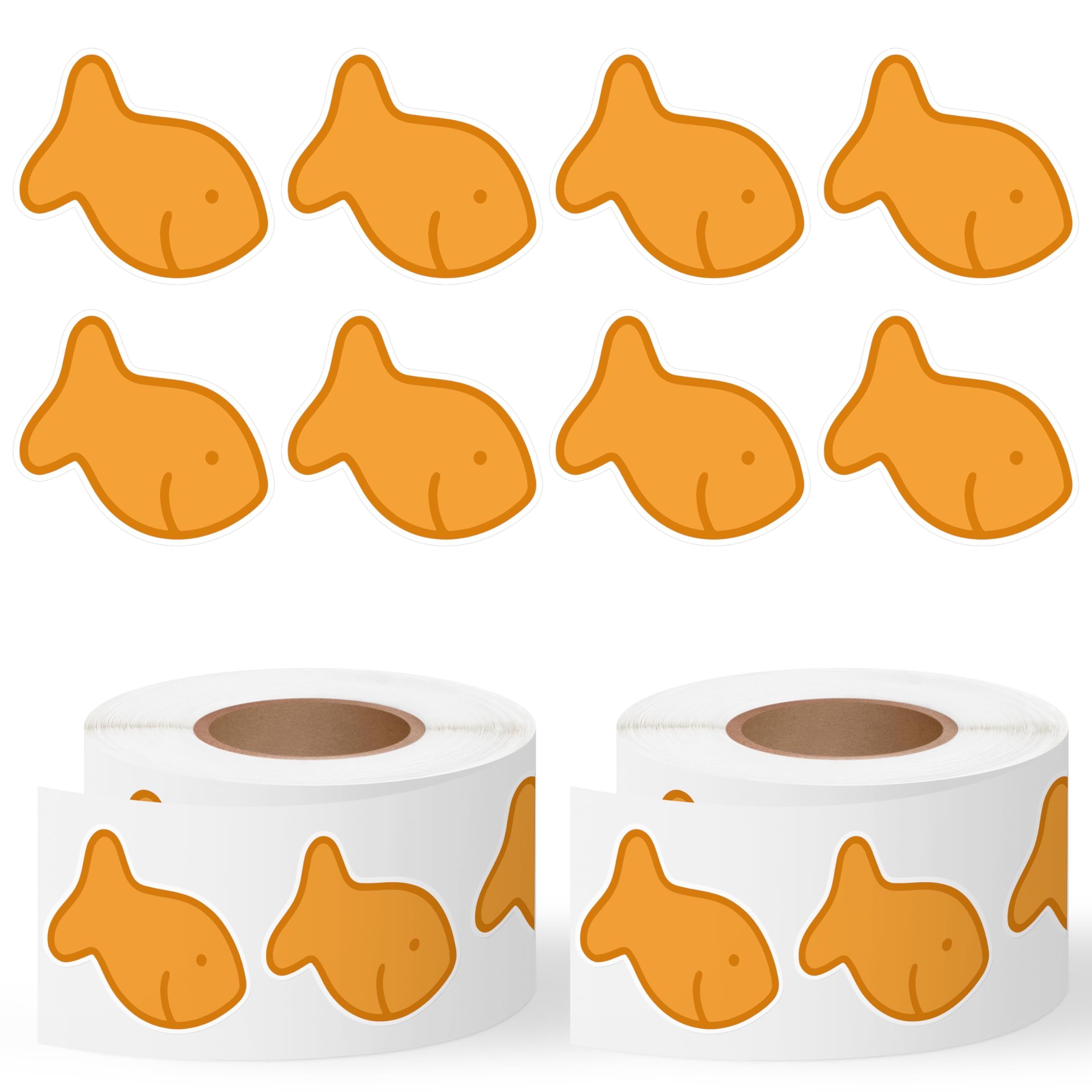 2 Roll Cute Fish Cookie Waterproof Vinyl Reusable Laptop Stickers