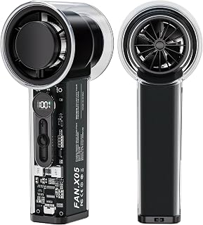 Handheld Portable Trubo Fan for Ice Cooling - 1-100 Adjustable Powerful Mini Cooling Personal Fan - 3000mAh Rechargeable,18H,Led Display - Essentials Gifts For Travel,Outdoor,Camping,Women,Man -Black