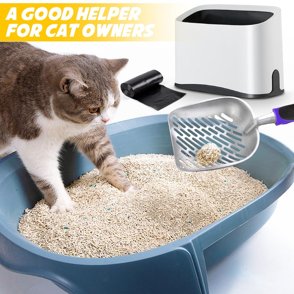 Cat Litter Scooper with Holder,Metal Cat Litter Scoop, Kitty Poop Scooper Stand for Litter Box, Cat Caddy for Litter Scoop, Fast Sifting Kitty Poop Scooper Caddy Poop Scooper Stand - image 6