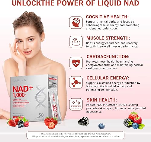 Miniatura 3 de Suplemento líquido NAD+, suplemento NAD de 1000 mg para hombres y mujeres, alta absorción premium de nicotinamida ribósido y resveratrol, retrasa el